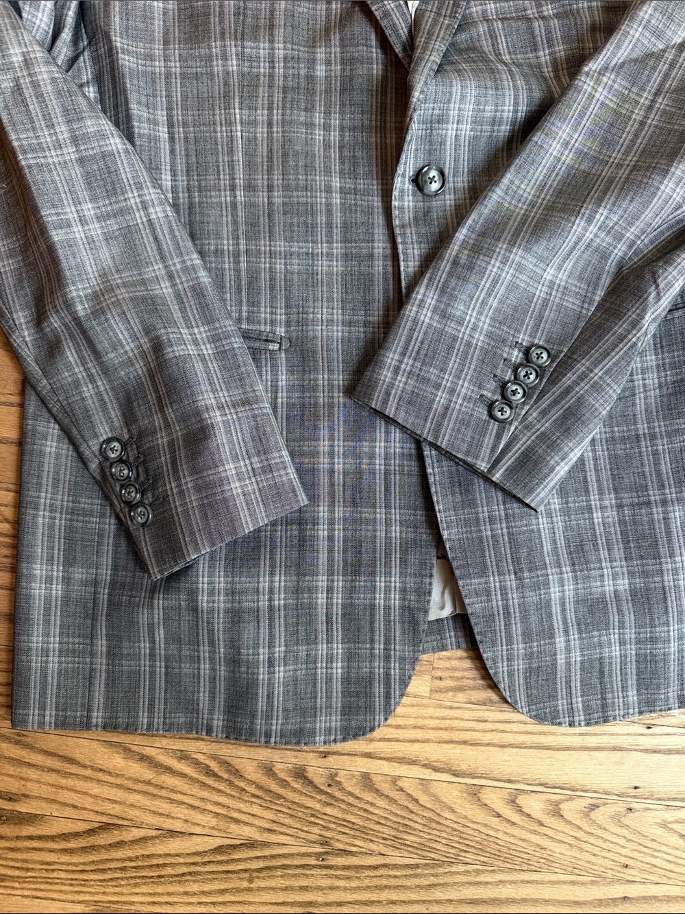 Marzoni Bespoke Custom Italian Men's Plaid Two-Button Blazer Grey 42L EUC - Picture 6 of 12